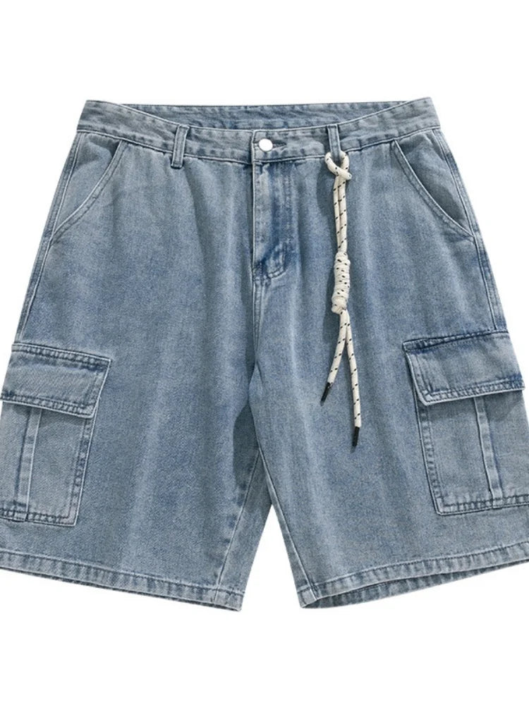 2025 New Denim Shorts for Men's Summer, Thin, Loose, Breathable, Pentagram Pants, Trendy, Versatile, Casual, Mid length, Versati