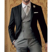 Fashion Peak Lapel Full Men's Suit Formal Business Causal Outfits Elegant Groom Wedding Tuxedo 3 Piece Set (Blazer+Vest+Pants)