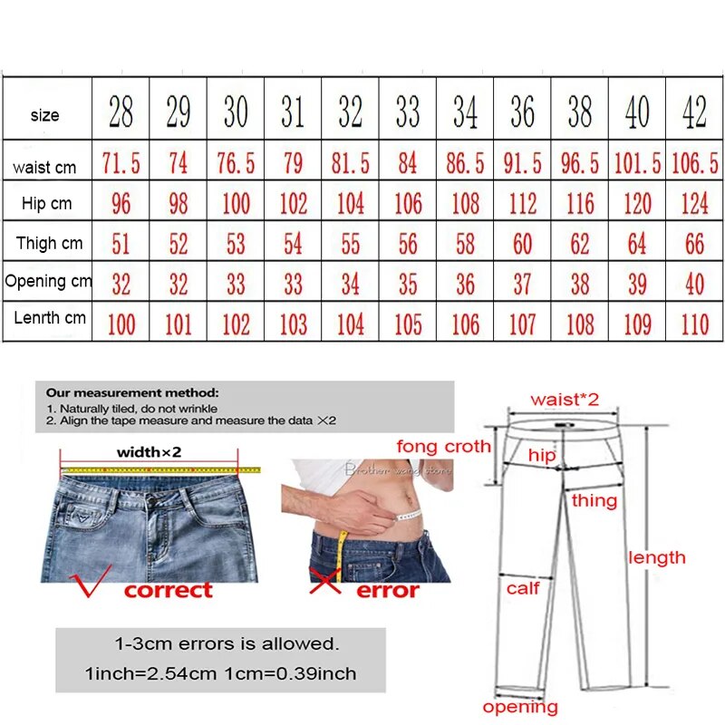 Men's Straight Jeans Denim Dasual High-end Cotton Design Fashion Pants European and American Style Hole Hip Hop Party Plus Size