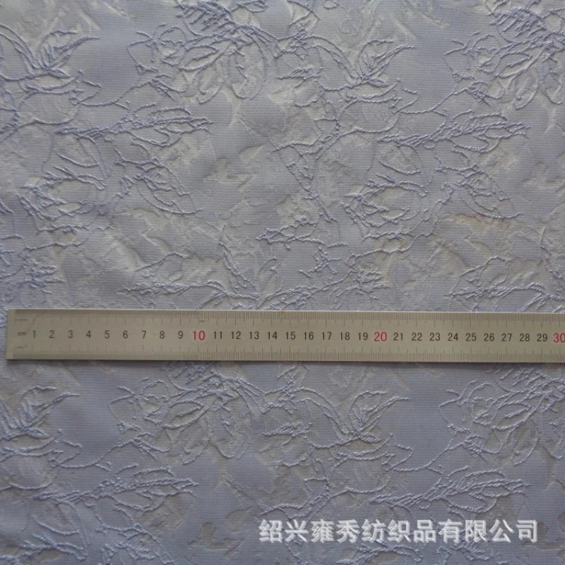 Spring Summer Thread Pattern Jacquard Fashion Dress Fabrics for Sewing Cloth White Pink Satin Flower Furniture Upholstery Fabric