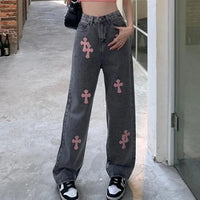 Denim Pant Women Jeans Vintage Straight Jeans Trousers Autumn Spring Fashion Female Gray Hight Waist Casual Wide Leg Jeans Pants
