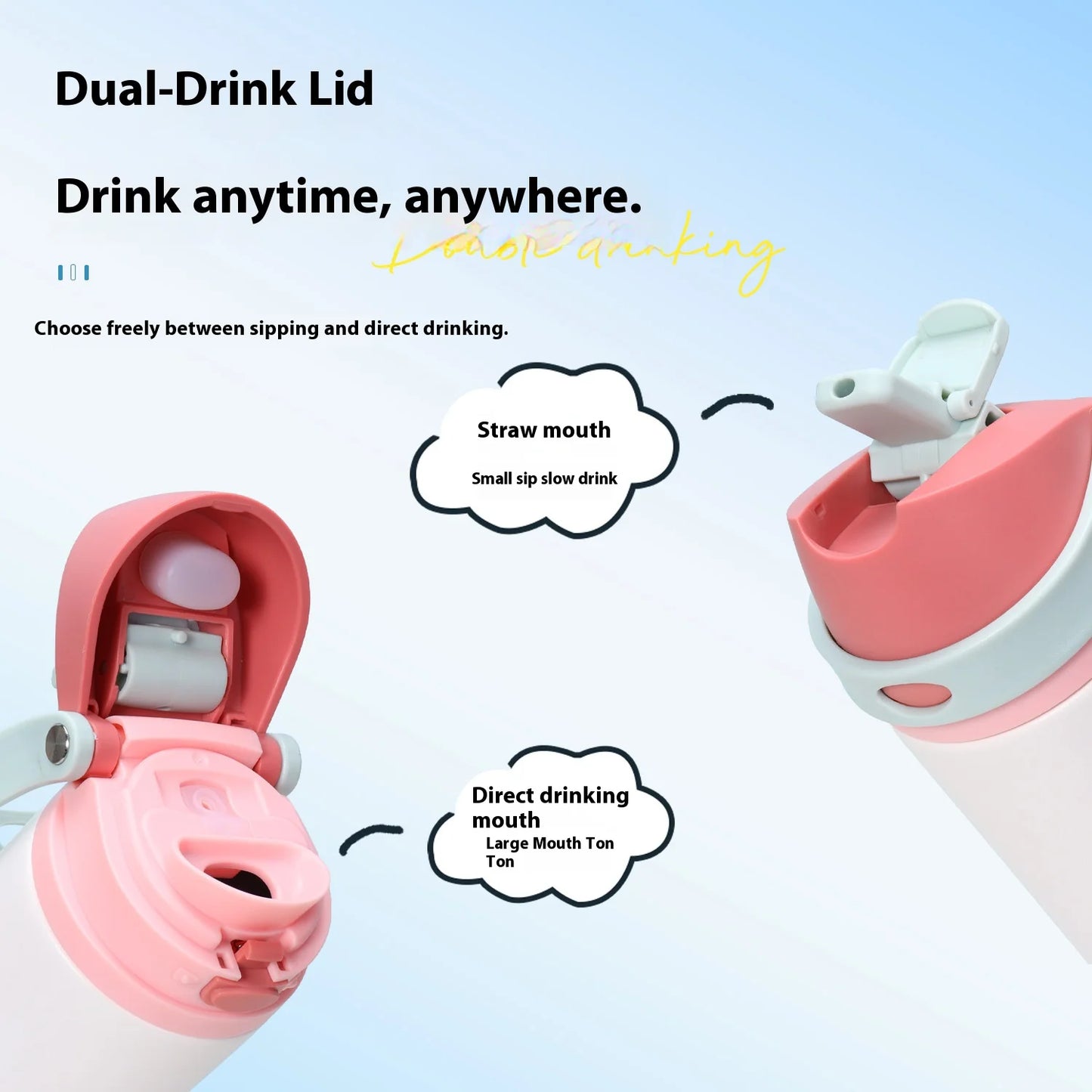 Hot-selling Stainless Steel Insulated Cups Large-capacity Portable Hand-held Sports Water Cups Car-mounted Handle Insulated Cups