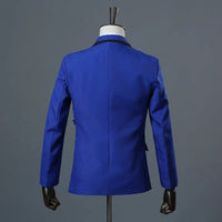 New Men Luxury Decal Suits Black / Red / Blue / White Fashion Singer Host Stage Performance Splicing Flower Blazers and Pants