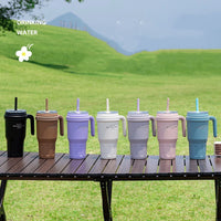 Large Insulated Water Bottle Stainless Steel Tumbler With Handle Straw Travel Gym Thermos Mug For Ice Hot Coffee Juice 1100ml