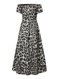 Long Dress Women Summer Sexy Party Leopard Print Maxi Sundress 2023 Celmia High Waist Robe Elegant Off Shoulder Ruffles Vestidos