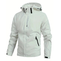 Waterproof Jacket Men Outdoor Windbreaker Jacket Removable Hooded Full Zip Coats Men Lightweight Softshell Outerwear Spring Fall
