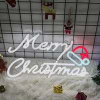 1pc Merry Christmas Neon Sign With White Color, Multipurpose Decorative Wall Mounted Lights, USB Powered