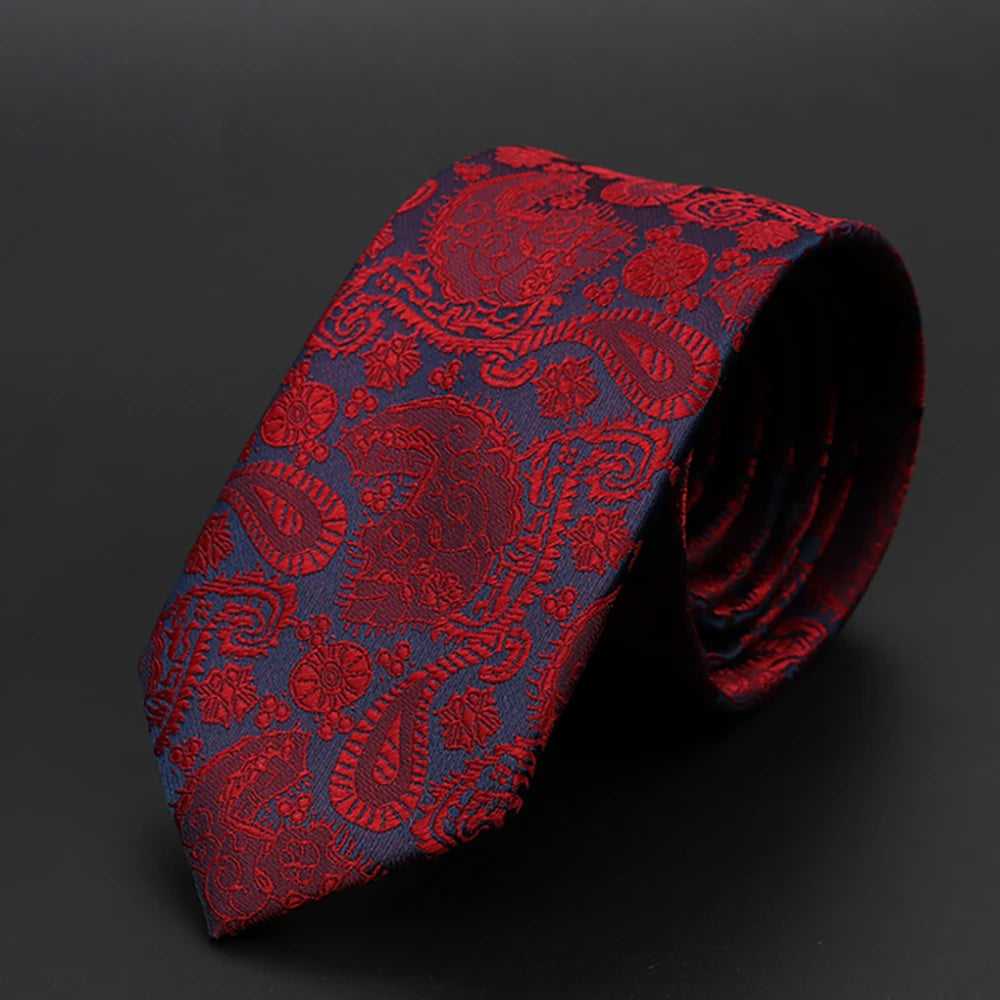 New Men Ties Solid Color Stripe Print Floral 6cm Jacquard Business Neckties Narrow Skinny Tie Wedding Prom Daily Wear Accessory