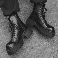 Boots for Men Fad Thick Sole Tooling Boots Men's High Quality Ankle Boots Outdoor Comfort Versatile Locomotive Boot Botas Hombre