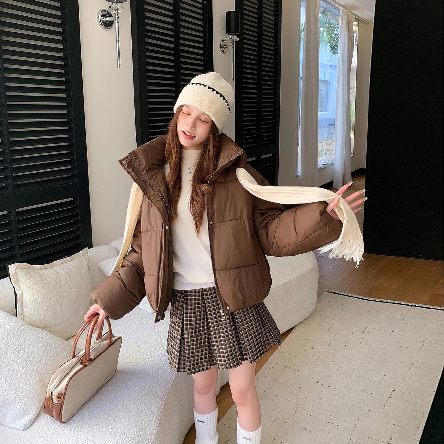 2025 New Korean Winter Women Down Cotton Jacket Coat Short Basic Cotton Padded Outerwear Hooded Female Winter Parkas