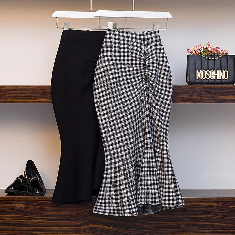 Fp3537 2019 new autumn winter women fashion casual sexy Skirt kawaii skirt Big  size knitting wool warm long skirt