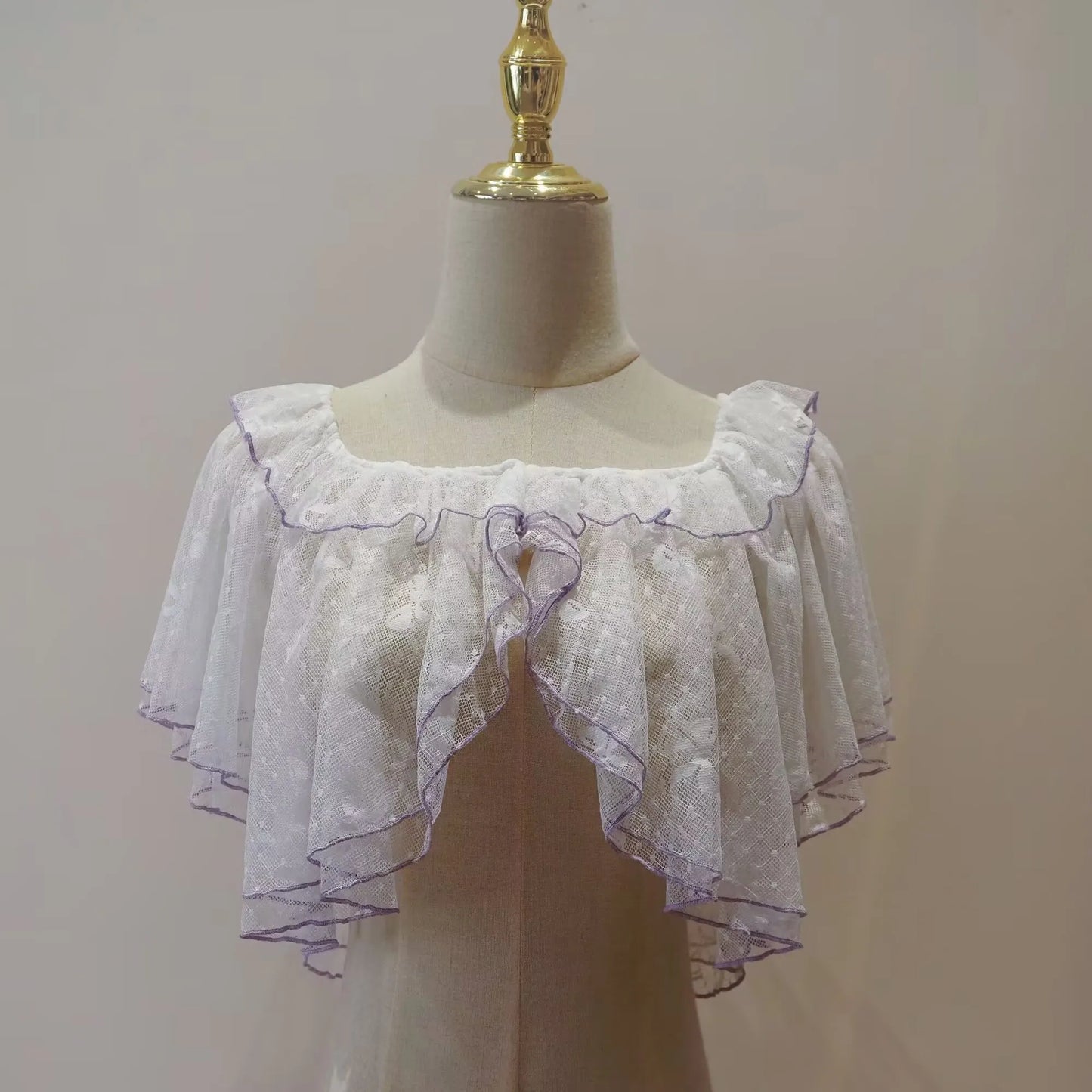 Summer Lolita Short Wraps Coat Women Sweet Kawaii Lace Mesh Open Front Poncho Gothic Girls Retro Cute Princess Capes Wraps