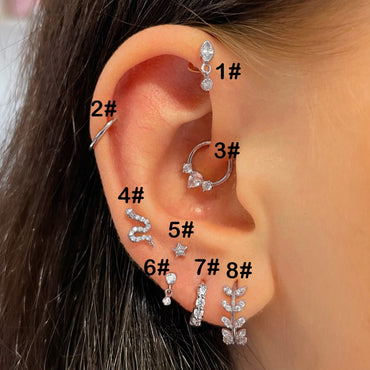 Daith Ear Ring Piercing Earrings for Women Jewelry 2023 1PC Gold Color Star Snake Tragus Helix Septum Cartilage Stainless Steel