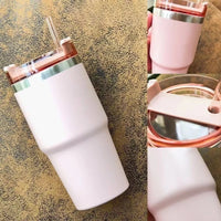 30OZ 304 Stainless Steel Insulated Cup Large Capacity Straw Coffee Travel Cup Cold and Heat Keeping Car Cup Thermos Tumbler