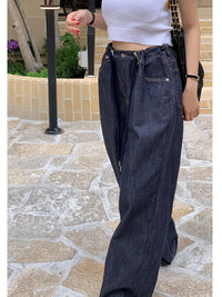 High Waist Dstring Loose Wide Leg Jeans for Women Faionable Versatile Long Pants Taller Women Spring Autumn Winter