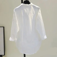 2026 Button Simple Woman Clothes Long Sleeve White Women Shirt New Autumn Casual Loose Office Blouse Lady Tops