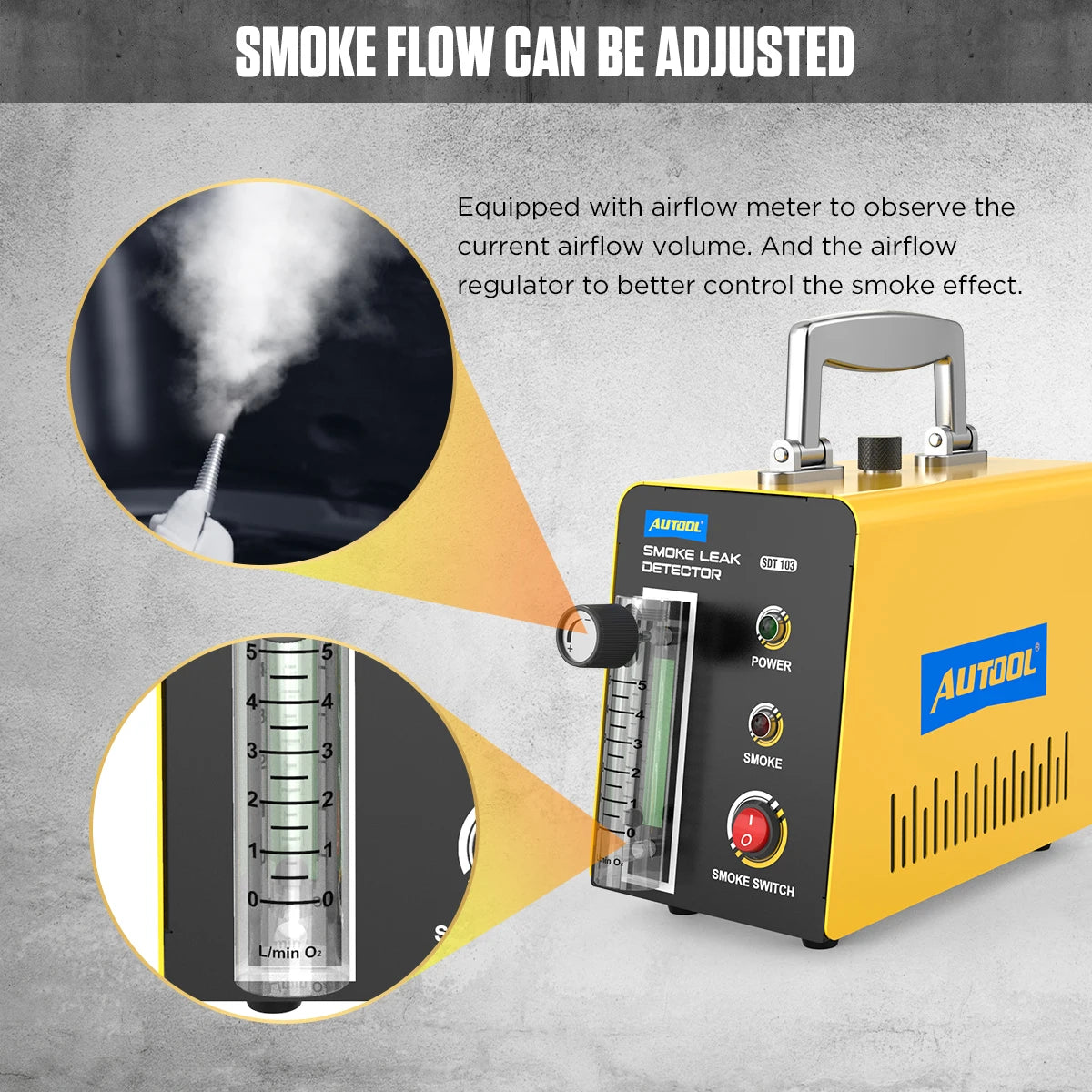 AUTOOL Car Smoke Leak Detector Smoking Generator Automotive Pipe Leakage Analyzer Vacuum Leakage Diagnostic Tool SDT103 *