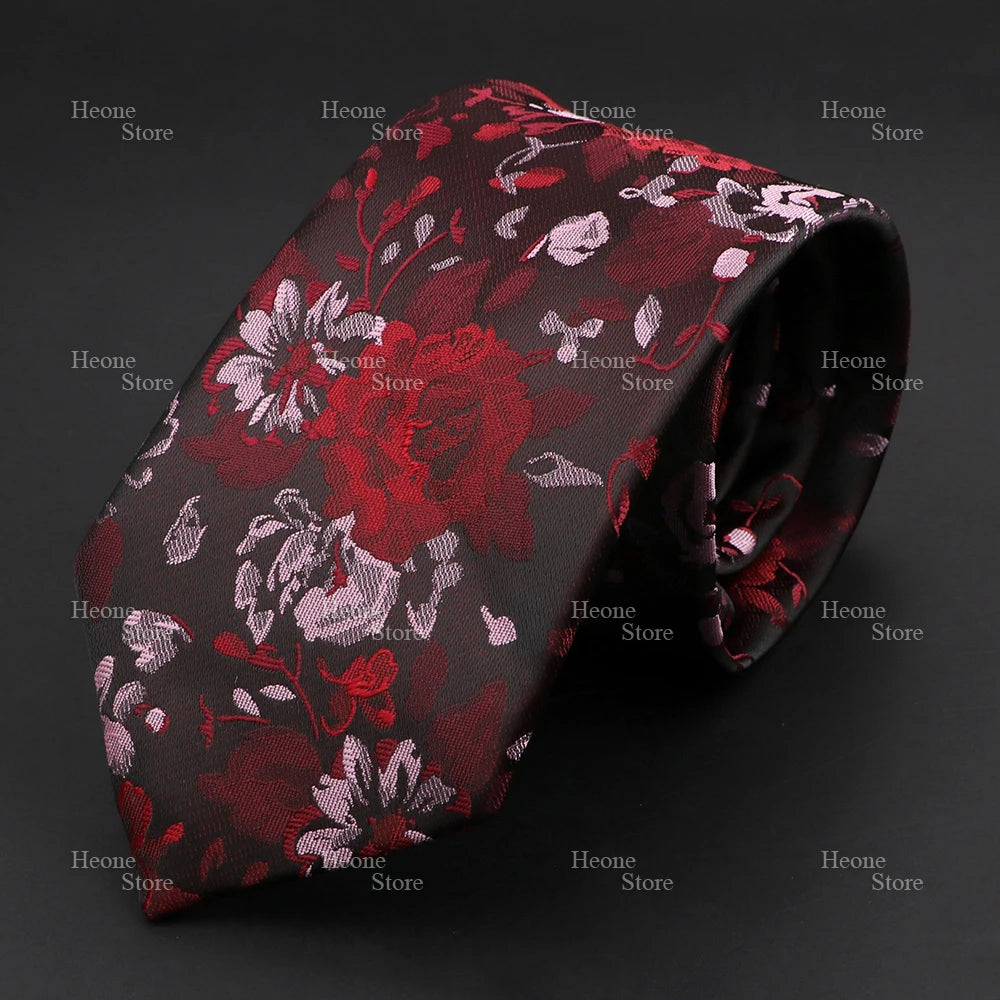 Novelty Men's Tie Floral Rose Constellation Designed Wave Lines Pattern Red Blue Green Neckties Fit Party Dinner Wedding Cravat
