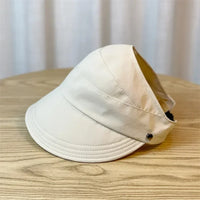 Summer Wide Brim Sunhat Women Foldable Adjustable Outdoor Beach Bucket Hat UV Protection Visors Fisherman Ponytail Caps