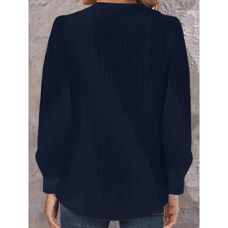 Plus Size 1XL-5XL size Women's Shirt Solid Color Diagonal Collar Long Sleeved Button Up Shirt Casual Holiday Party Shirt