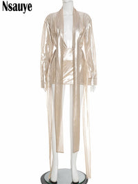 Nsauye Women Skirt Outfits 2 Piece Set Long Sleeve V Neck Blouse Tops Sexy Party Club Wrap Mini Fashion Skirt Set 2025 Autumn