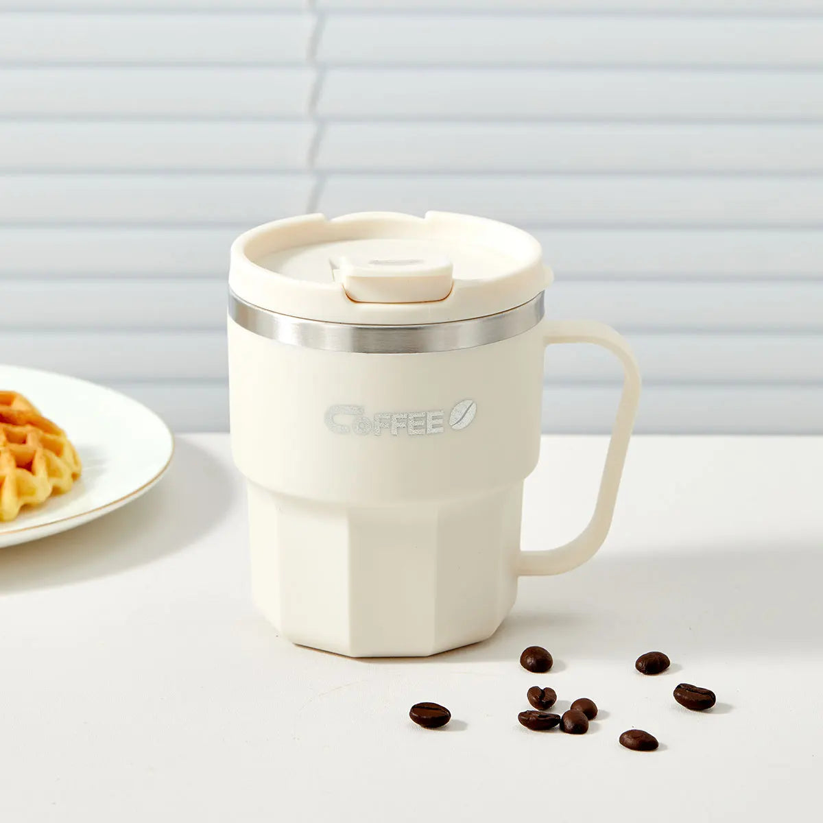 WORTHBUY Insulated Cup 304 Stainless Steel Double Layer Coffee Cup With Handle Portable Leak-proof Thermal Water Cup For Student