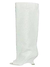 2025 Spring and Autumn Women's Fish Mouth Thick High Heels Knee Length Women's Boots Fashion Slope Heel Large Summer Cool Boots