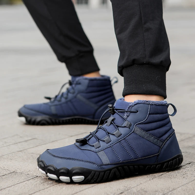 Winter Men Warm Plush Snow Boots Comfortable Barefoot Ankle Boots Outdoor Non Slip Couple Travel Climbing Hiking Shoes