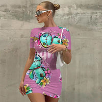 Disney Stitch Design Seaside Spice Girls Short Skirt Women's Tight Pack Hip Sexy Mini Slim tight Beach Dress Ladies Summer New