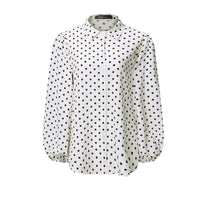 New Office Lady White Blouse Shirt Women Polka Dot Lantern Sleeve Women Blouses Tops Oversized Loose Female Shirt Blusas 12372