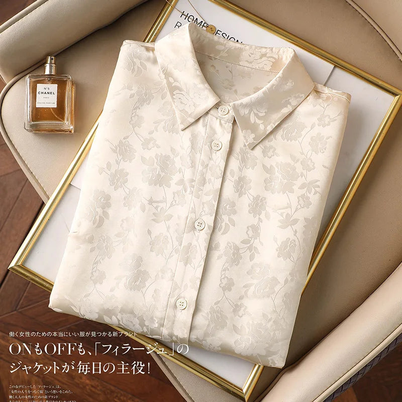 New Spring Women blouses Fashion jacquard Ladies Shirts Elegant Style Tops blusa mujer
