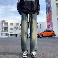 Jeans for men in spring and autumn new styles for teenagers straight tube  loose fit American style high street hanging cas