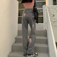 Denim Pant Women Jeans Vintage Straight Jeans Trousers Autumn Spring Fashion Female Gray Hight Waist Casual Wide Leg Jeans Pants