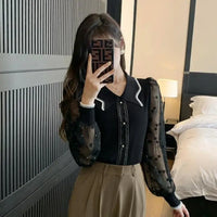 Spring Women's 2025 New Chiffon Splicing Fashionable and Beautiful Small Shirt, Early Spring French Sweet and Elegant Chic Top