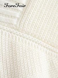 Forefair V Neck Sleeve White Knitted Autumn Winter Women Sweater Vests Casual Loose Outwear Solid Sweater Preppy Style Vests