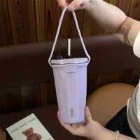 Stainless Steel Vacuum Insulated Coffee Mugs with Straw and Silicone Rope Portable Large Capacity Ice Bar Thermal Water Cup