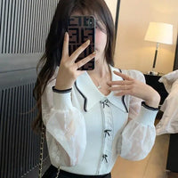 Spring Women's 2025 New Chiffon Splicing Fashionable and Beautiful Small Shirt, Early Spring French Sweet and Elegant Chic Top