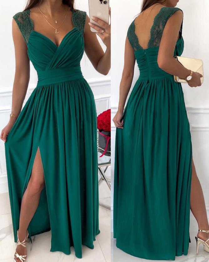 Women's Dresses Rhinestone Halter Backless High Slit Party Dress Sexy Sleeveless Evening Party Wedding Guest Dress