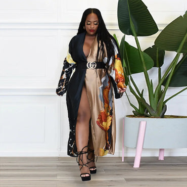 Casual Beach Cover Up Boho Dress Party Kaftan Kimonos Verano Sukienka Print Long Sleeve Cardigan Female Blouse Loose Dresses