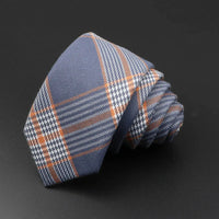 Classic Black Grey Plaid Cotton Necktie 6cm Slim Fashion Skinny Tie Men Tuxedo Suit Party Business Casual Accessory Cravat Gift