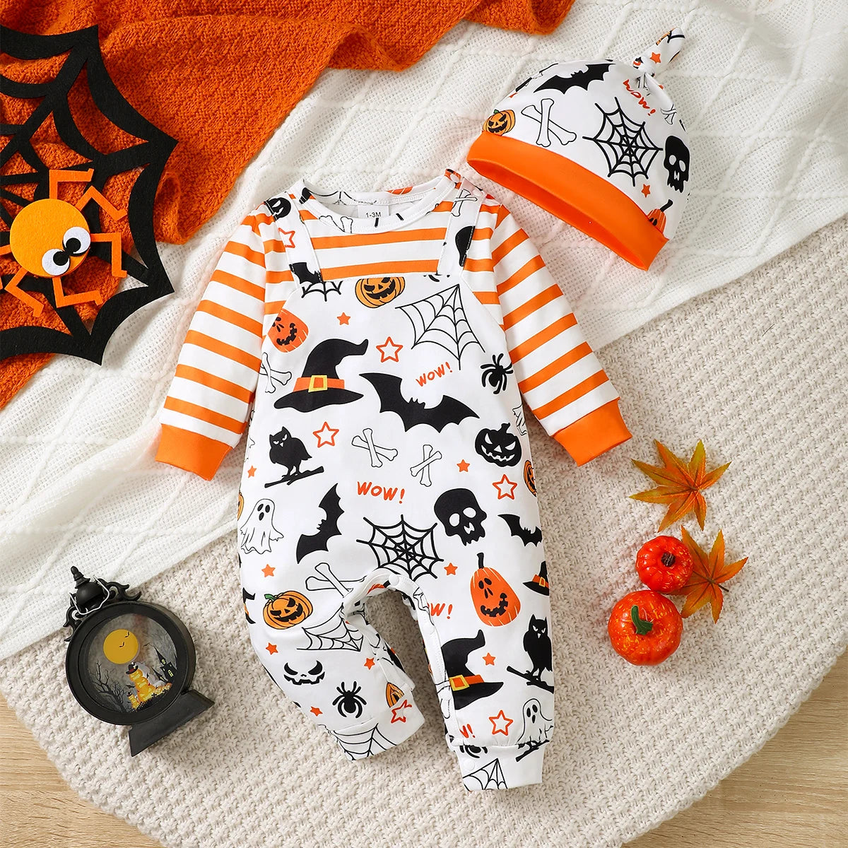 Winter  0-1  Years  Old   Infant  Baby  Boys  Halloween  Elements   Long   Sleeved   Jumpsuit