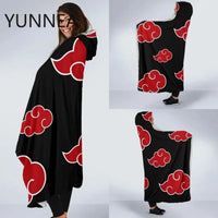 2022 New Anime Hooded Cloak Aldult Autumn Winter Red Cloud Pattern Blanket Office Nap Cape Casual Home Clothing