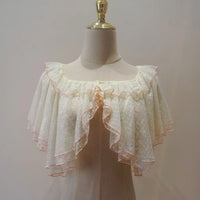Summer Lolita Short Wraps Coat Women Sweet Kawaii Lace Mesh Open Front Poncho Gothic Girls Retro Cute Princess Capes Wraps