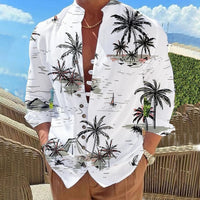 Men Shirts New Print Button Shirt Fashion Stand Collar Loose Fitting Men's Shirts Casual Streetwear Comfortable