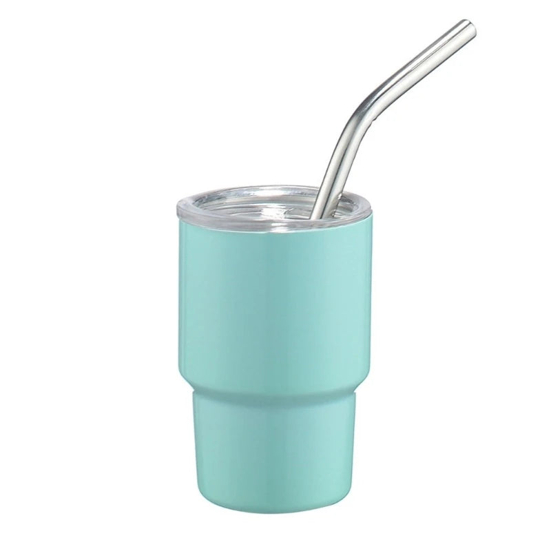 Stainless Steel Car Cup Double Wall Insulated Travel Mug Mini Tumblers with Straw & Lid Portable Coffee Cup Drinkware