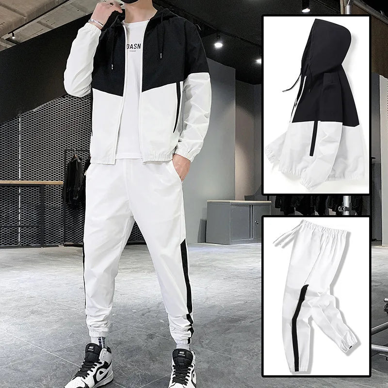 Autumn Sports Suit Men Jacket and Trousers Two Piece Set Casual Running Suit Mens Outfit Set 2023 Fashion Men's Joggers Set 5XL