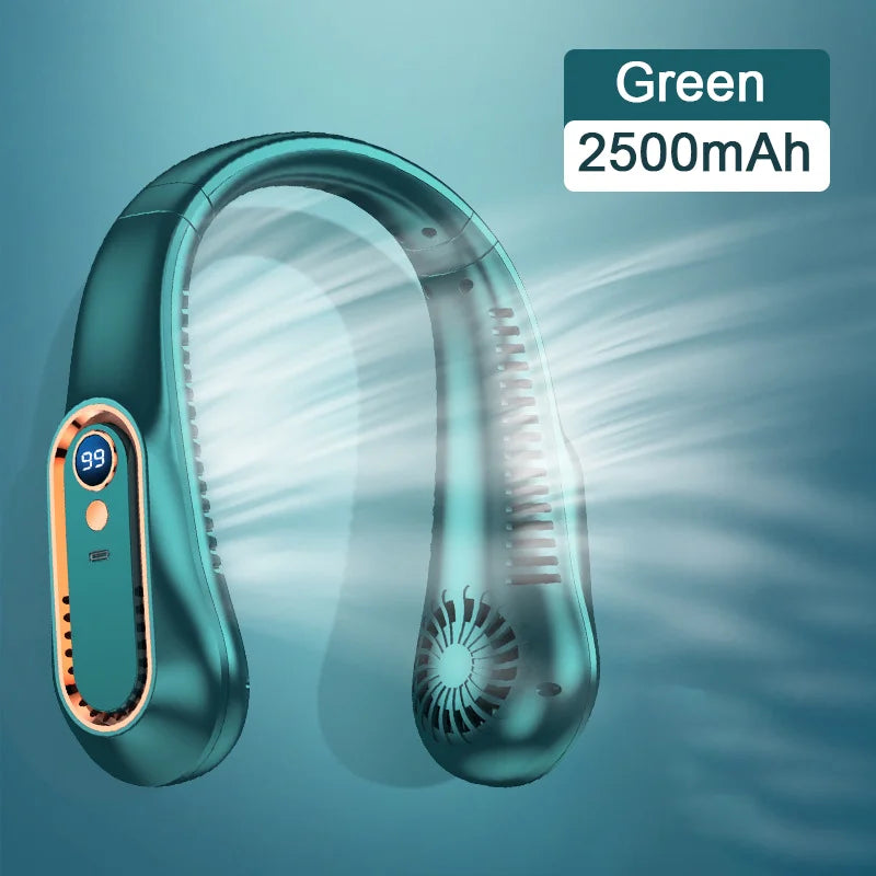 Hanging Neck Fan Digital Display Power Ventilador Bladeless Neckband Fan Portable Mini Air Cooler USB Rechargeable Electric Fans