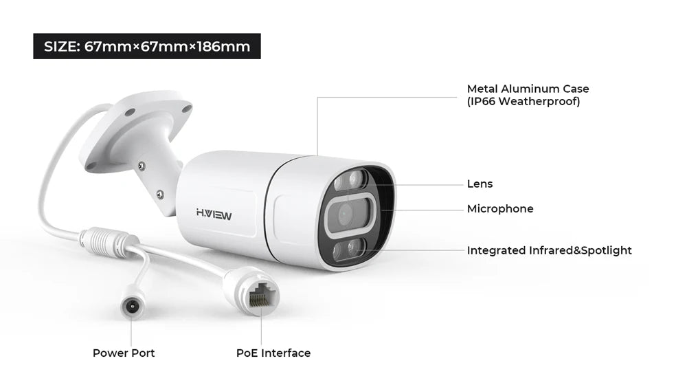 H.View 4K 5Mp 8Mp poe Cctv Security Camera System Home Video Surveillance Kit 8Ch Nvr Audio Outdoor Ip Camera xmeye app