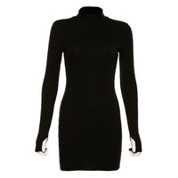 Slim Fit Chic Street Sle Long Sve Stand Collar ort Dr Women's High Waist Bodycon Dr Polyester Spandex Blend