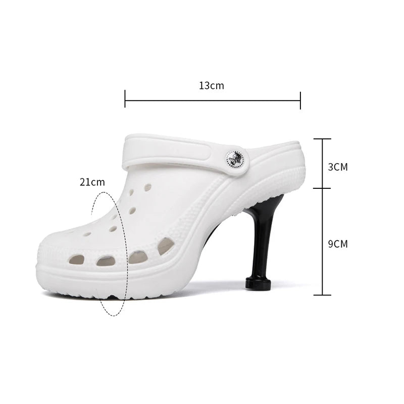 2023 Summer Women Sandals Hole Clogs Slippers Sexy Heel Slippers  Shoes Fashion Women's Flip Flop Woman Pump High Heels Sandal